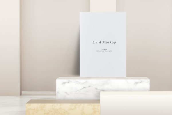 大理石白色纸张卡片展示样机模板 Card Mockup #834