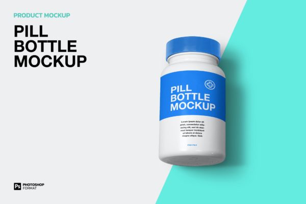 药瓶药罐包装设计样机模板 Pill Bottle – Mockup