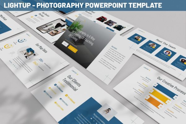 摄影工作室PowerPoint演示文稿模板 Lightup – Photography Powerpoint Template
