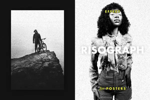 黑白印刷喷涂颗粒特效海报模板 Risograph Grain Effect for Posters