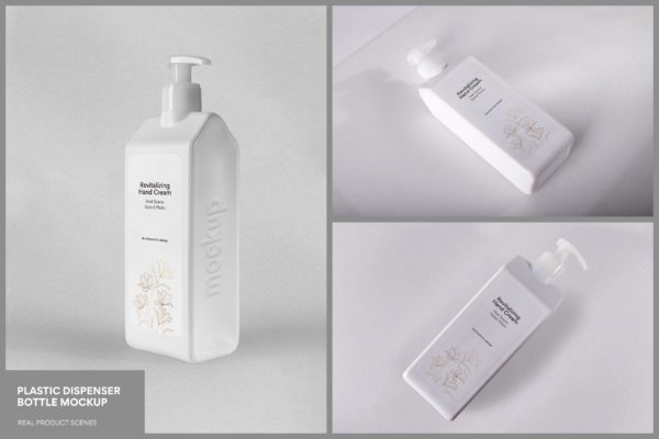 洗发水塑料瓶包装设计样机 Plastic Dispenser Bottle Mockup