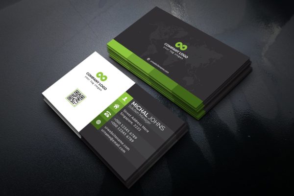 解决方案企业职员名片设计模板 Black Business Card
