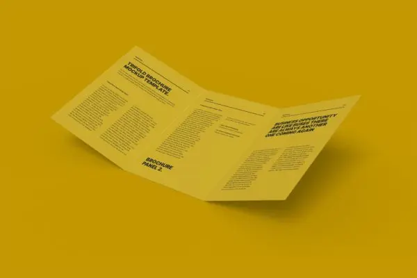 A4三折页小册子内页设计样机 A4 Trifold Brochure Mockup Inside Page