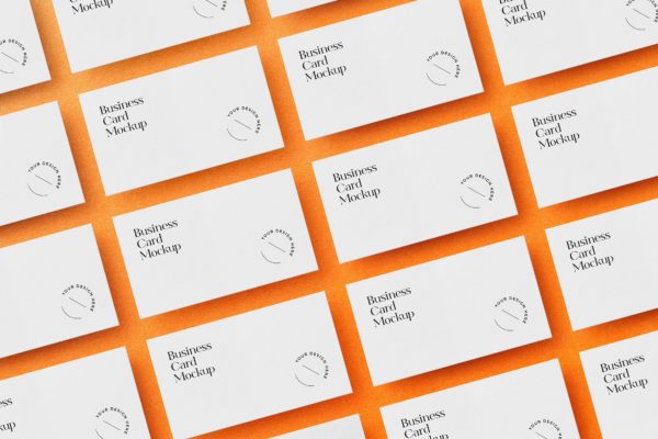 等距布局视图名片展示样机 Laid Out Business Cards Mockup