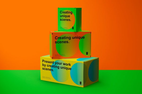 不同规格堆叠产品纸盒包装设计效果图样机 Paper Boxes Mockup
