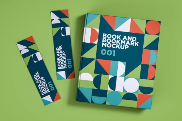 书籍封面&书签设计样机v1 Book And Bookmark Mockup 001