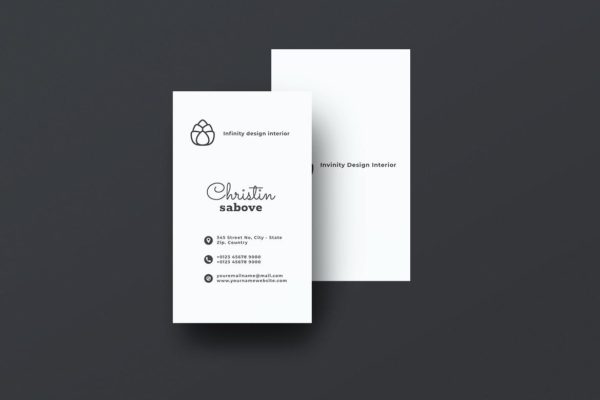 竖版设计家居装饰设计公司名片模板 Vertical Business Card Home Interior