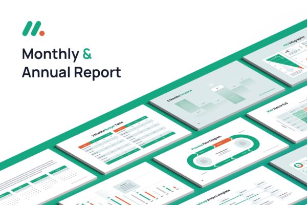 月度和年度报告PowerPoint演示模板 Monthly and Annual Report Powerpoint template