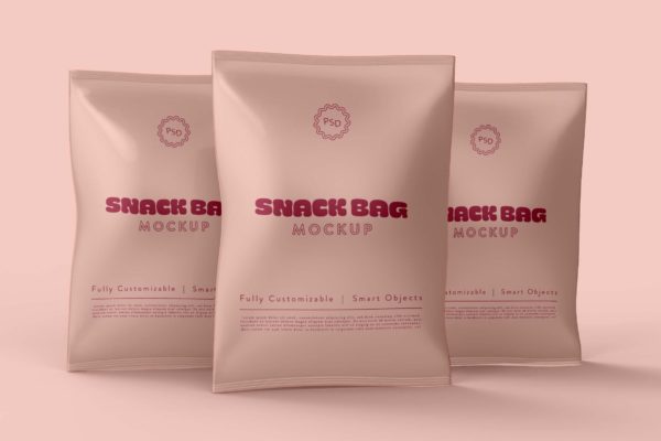薯片零食袋包装设计样机v5 Snack Bag Mockup