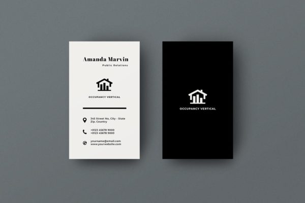 公共关系服务企业名片设计模板 Vertical Business Card Public Relation