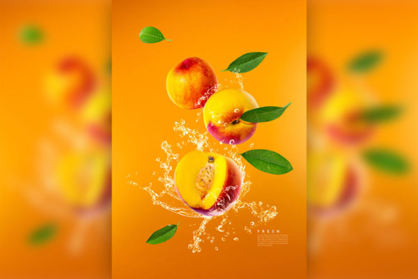 水蜜桃水果海报设计韩国素材[psd]