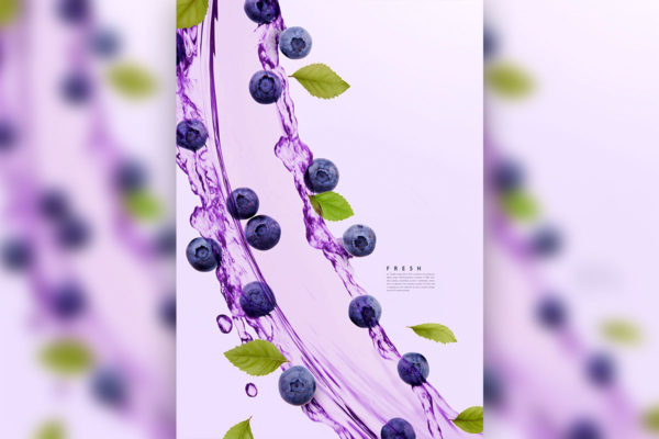 蓝莓水果海报设计韩国素材[psd]