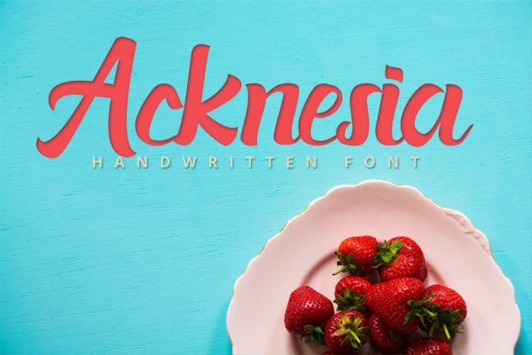 产品包装设计英文手写脚本字体 Acknesia – Food Hand Written Font