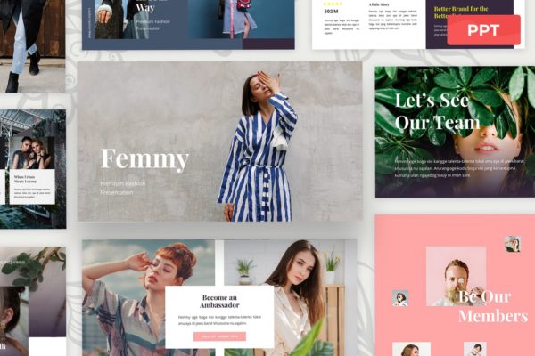 时尚时装展示PowerPoint演示文稿模板 Femmy – Fashion Powerpoint Presentation Template