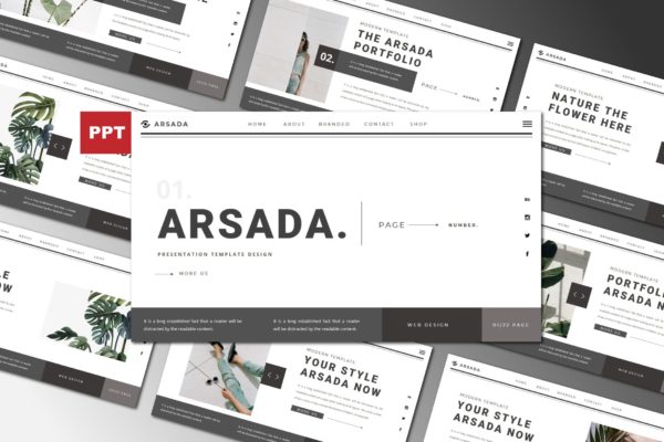 园林绿植PPT创意模板 ARSADA Powerpoint Template