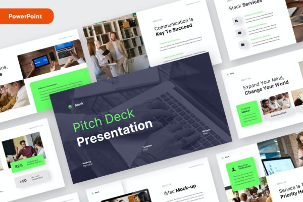 企业团队介绍PPT演示文稿 STACK – Business Pitchdeck Powerpoint