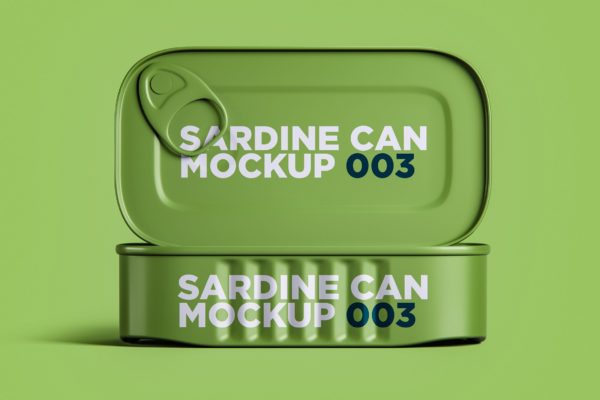 沙丁鱼罐头包装设计样机v3 Sardine Can Mockup 003