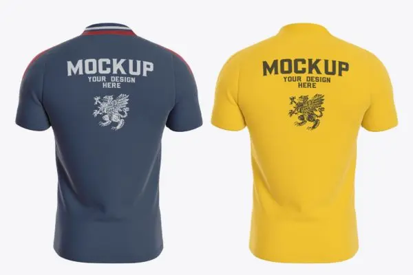 男士短袖Polo衫背面设计样机 Men’s Sports T-shirt Mockup. Back Side