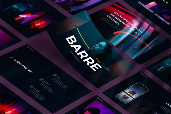 暗黑科技感演示文稿PPT模板 Barre Powerpoint