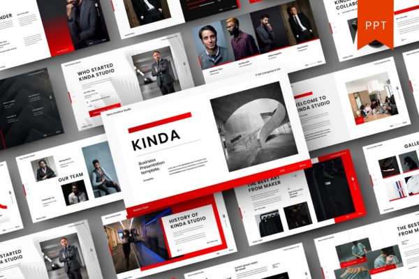 企业团队介绍Powerpoint幻灯片模板 Kinda – Business PowerPoint Template