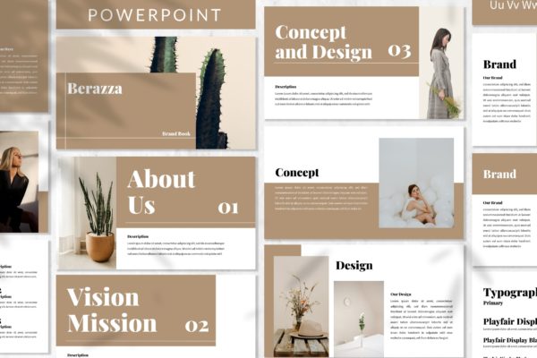 高端品牌宣传演示PPT模板 Berraza – Brandbook Powerpoint Template