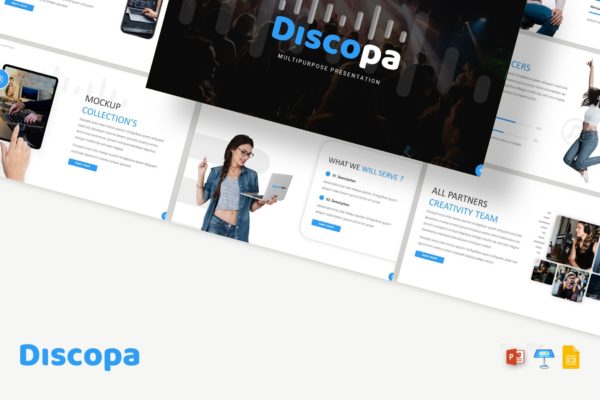 多用途白色背景演讲PPT模板合集 Discopa – Multipurpose PPTX / GSlides / Key