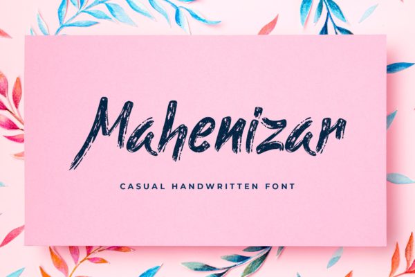 英文笔刷风格手写字体 Mahenizar Brush Handwritten Font