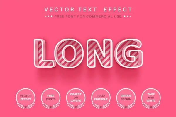 线条纹理粉红色轮廓文本图层样式合集 Outline pink – editable text effect,  font style