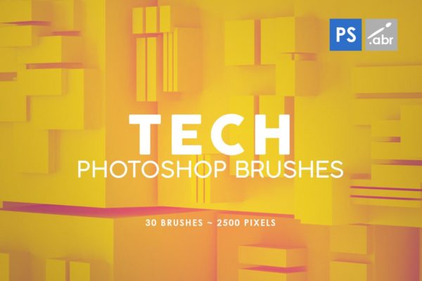 30款不同风格的交错花纹纹理PS笔刷 30 Tech Photoshop Stamp Brushes