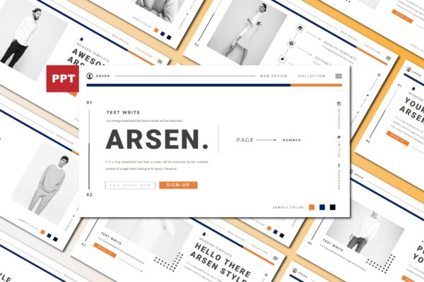 白色极简幻灯片演示PPT模板 ARSEN Powerpoint Template