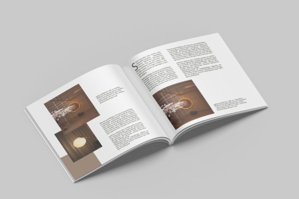 方形杂志内页设计样机 Square Magazine Mockup