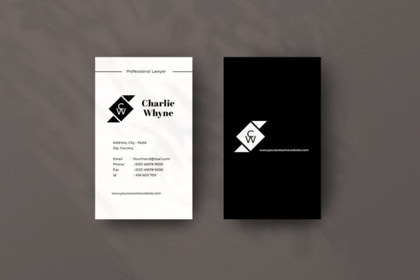高级律师顾问名片设计模板 Vertical Business Card