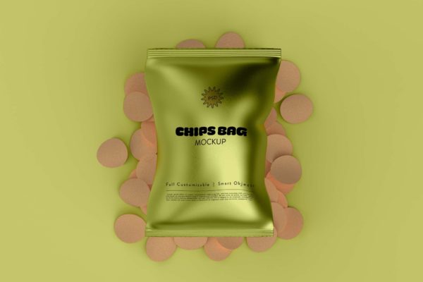 薯片零食袋包装设计样机v6 Snack Bag Mockup