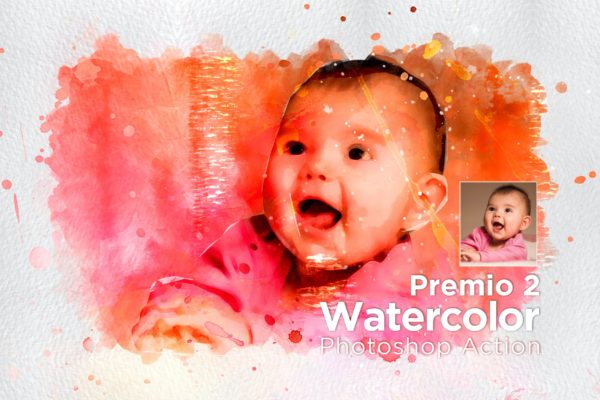 动态水彩画效果Photoshop动作下载 Premio 2 Watercolor Photoshop Action