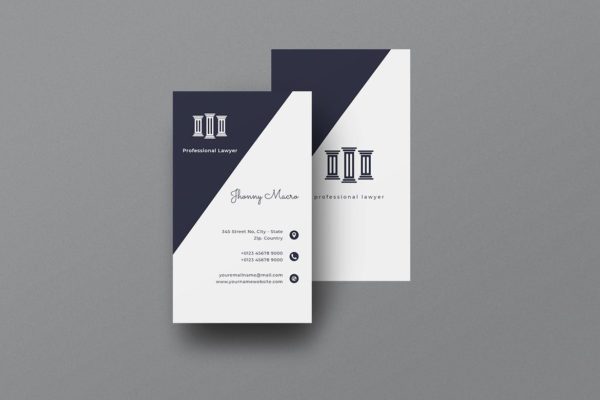 律师事务所名片设计模板 Vertical Business Card Lawyer
