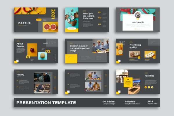 美食烹饪教学演示PPT模板 Dappur – Seattle Powerpoint Template