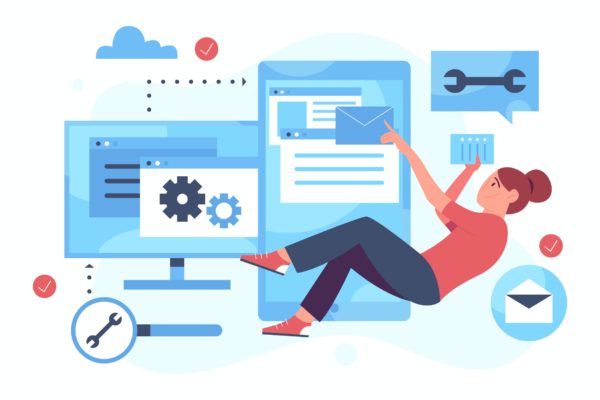 移动APP应用程序开发扁平设计矢量插画 Mobile Application Development – Flat Illustration