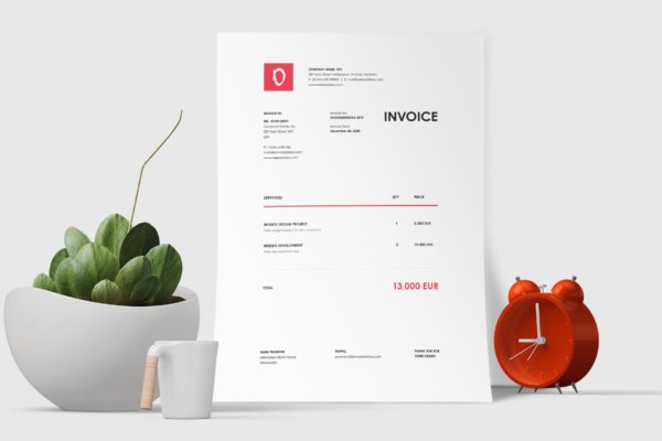 极简风格清单/报价单/发票设计模板v46 Minimal Invoice Template 46