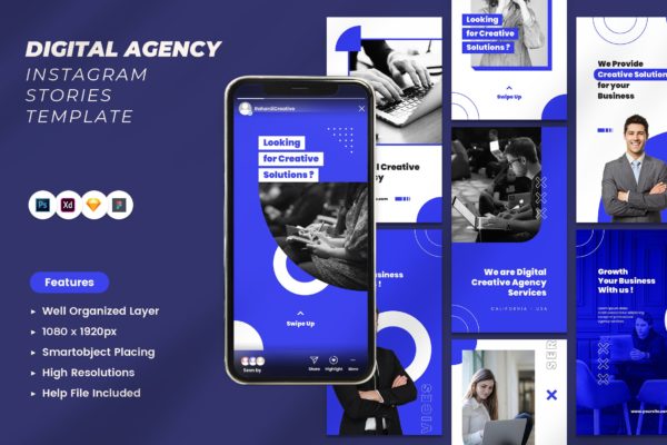 数字代理Instagram社交故事设计模板 Digital Agency Instagram Stories