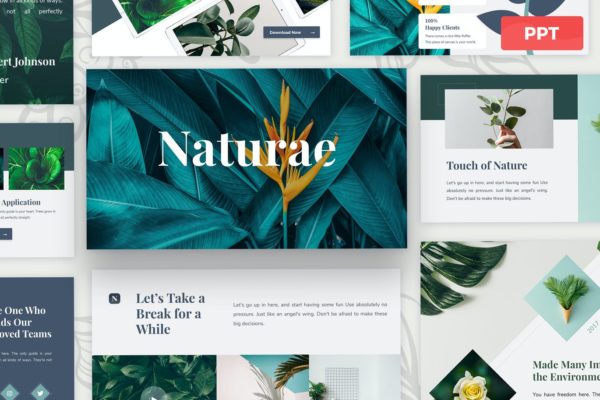 自然绿植介绍Powerpoint幻灯片模板 Naturae – Powerpoint Presentation Template