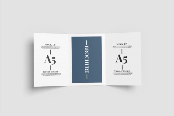 A5尺寸三折页宣传册样机模板 A5 Trifold Brochure Mockup