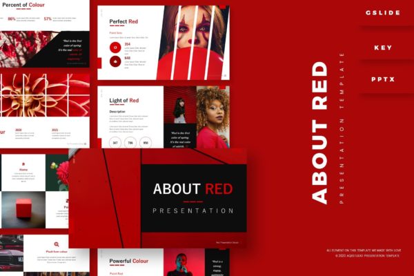 红色商务演示PPT幻灯片模板合集 About Red – Presentation Template