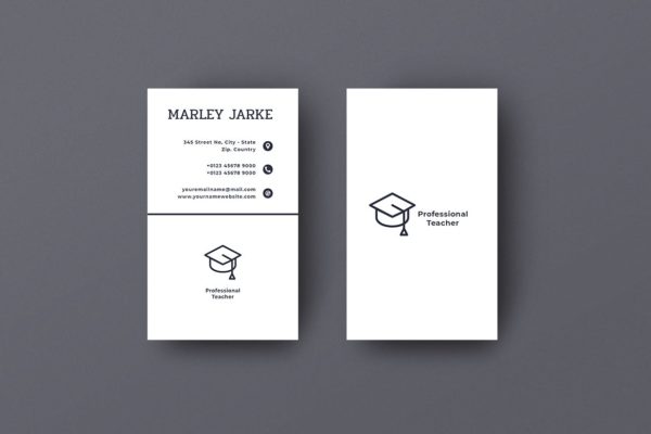 大学教育培训机构名片模板 Vertical Business Card Teacher