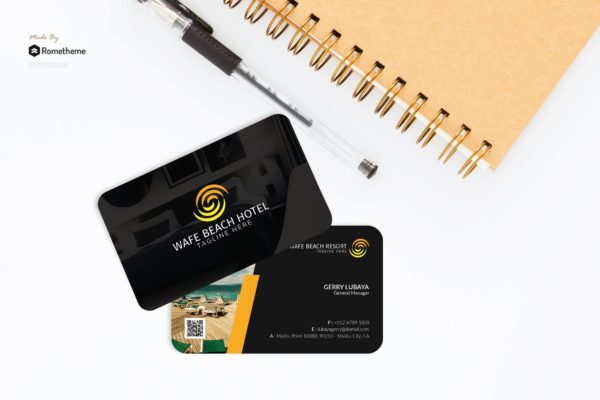 海滩度假村旅行社名片设计模板 Wave Beach Resort – Business Card Template RB