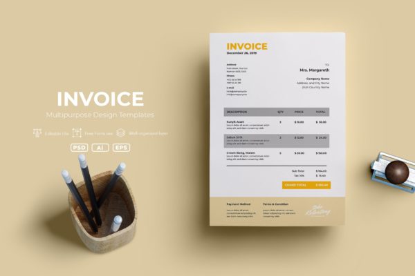 简约风格费用清单/单据设计模板v3 ADL Invoice Template.v03