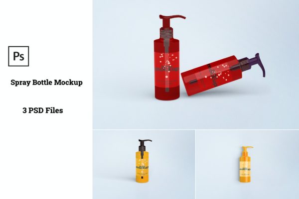 按压洗手液瓶包装设计样机 Spray Bottle Mockups
