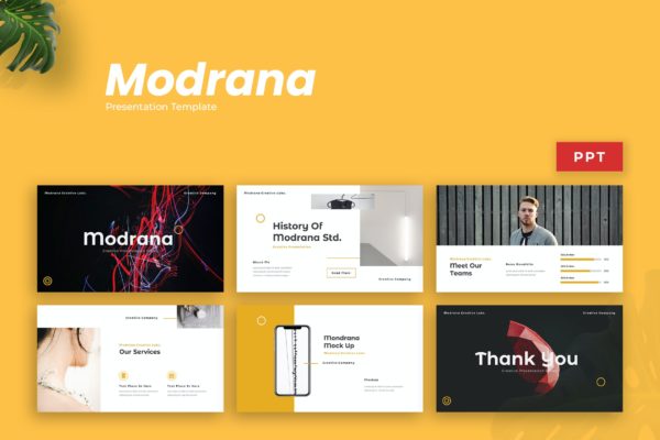 商务企业团队介绍Powerpoint幻灯片模板 Modrana Creative Presentation Template