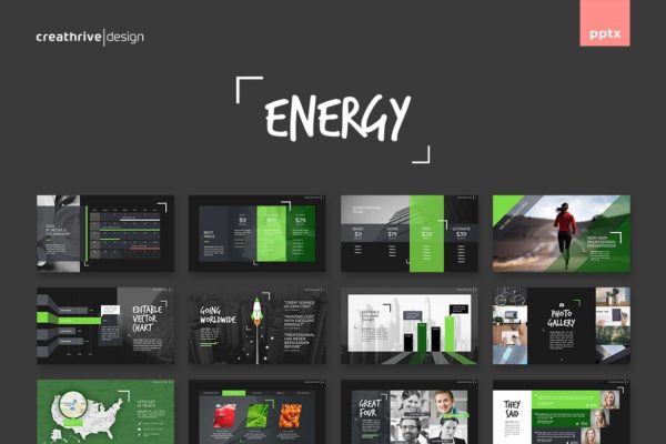 环保企业项目介绍PPT创意模板 Energy PowerPoint