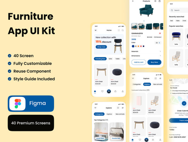 设计森林下午茶：家具店App移动应用程序UI套件