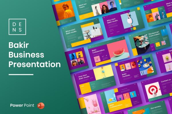 彩色条状产品介绍PowerPoint演示模板 Bakir – Business PowerPoint Template